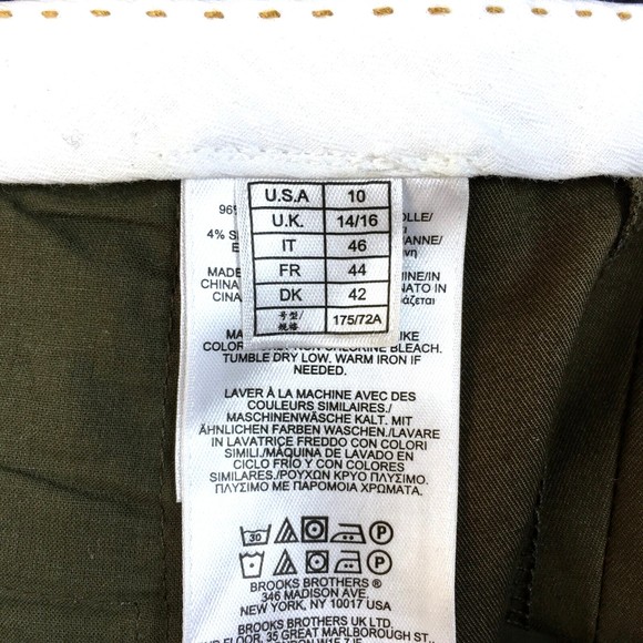 New Brooks Bros Sz 10 Women Chino Cuffed Pant Slim Fit Olive Cotton Tapered Leg - Picture 6 of 6